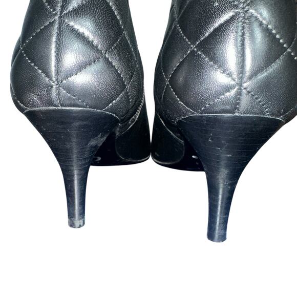 Brooks Brothers Black Leather Quilted Ankle Booties Heels Sz 8 quiet luxury - Picture 9 of 9
